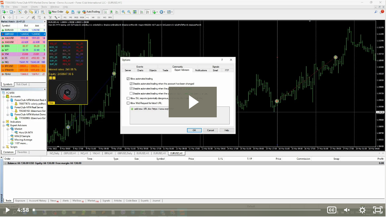 MetaTrader4 | Start of real trading with an EA