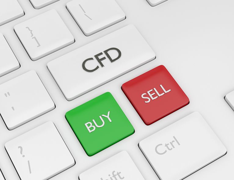 Keyboard buttons "CFD", "BUY", "SELL"