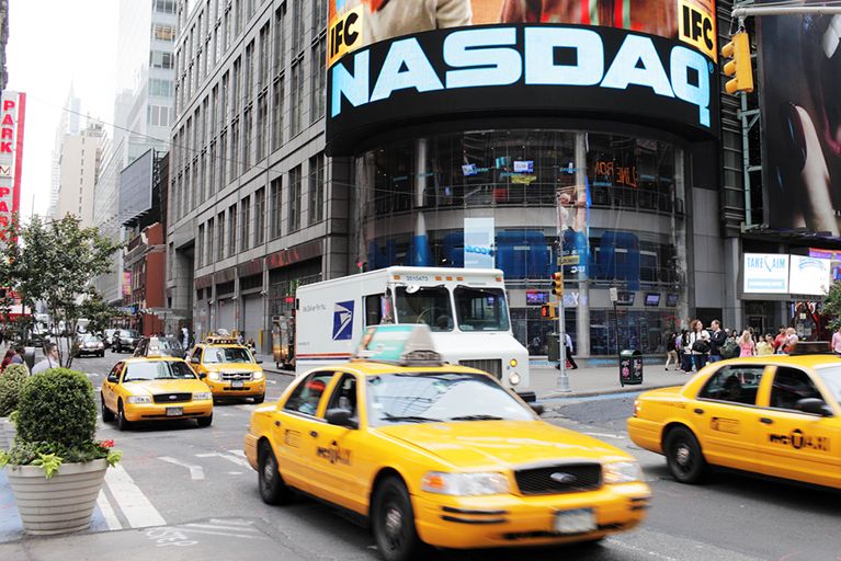 Signboard "Nasdaq" outside