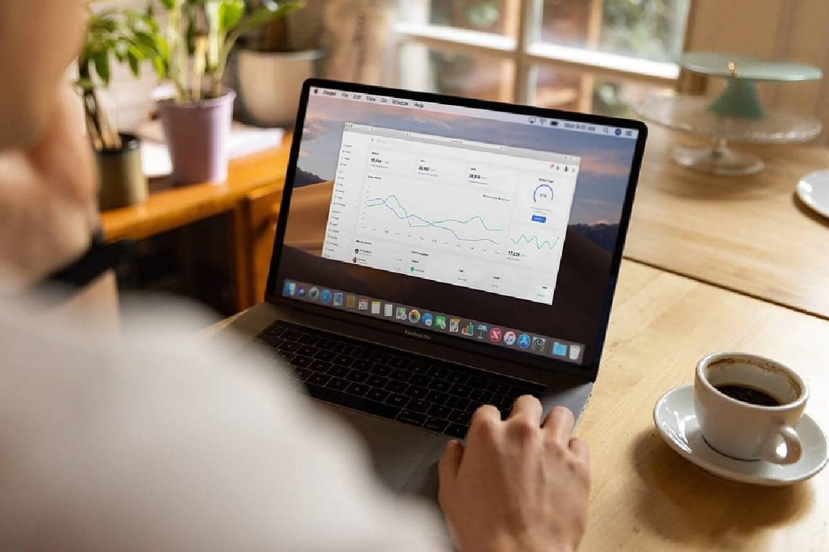 Persona frente a la computadora analizando gráficos de cotizaciones.