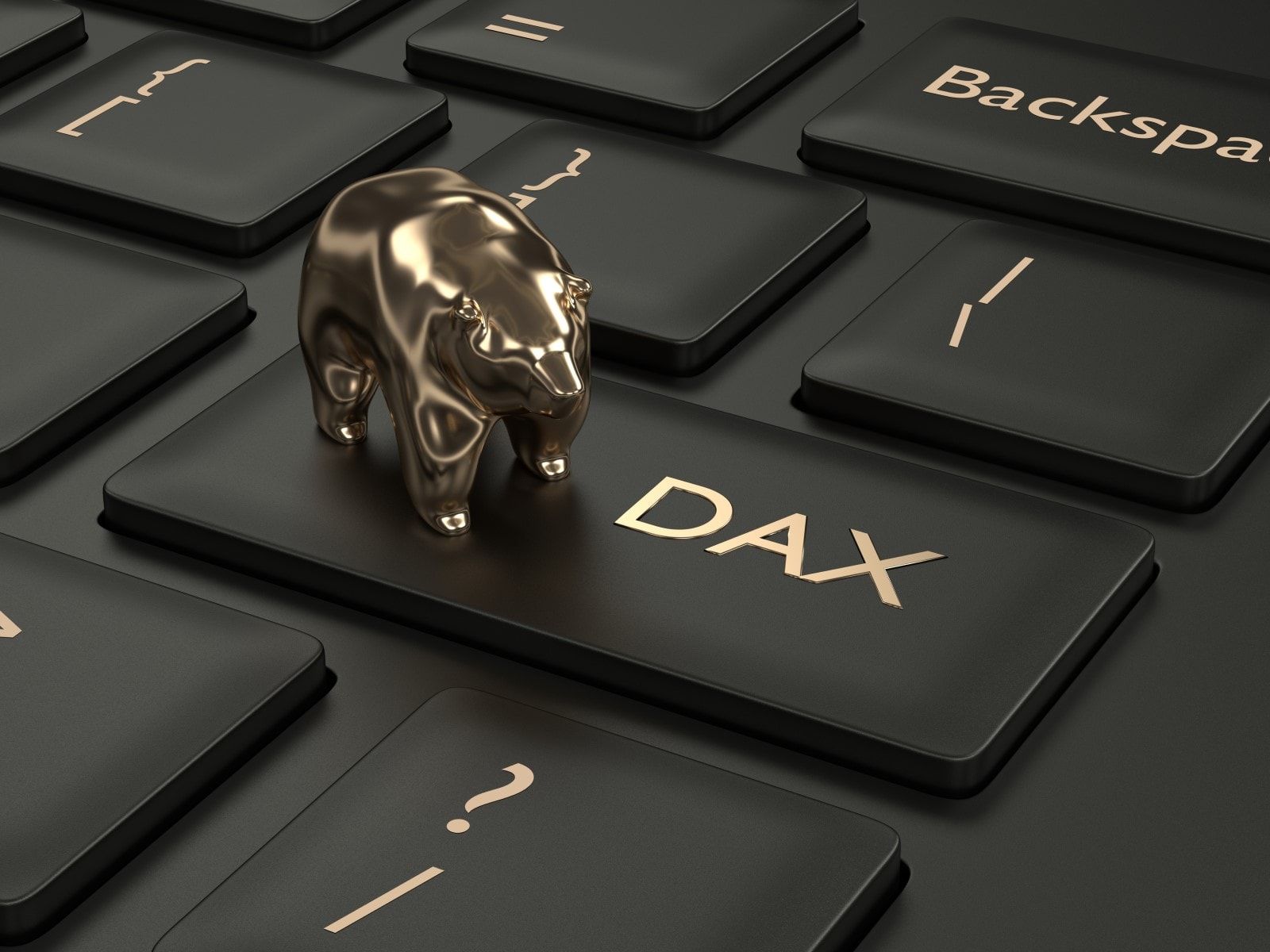 closeup of computer keyboard with DAX index button and bear