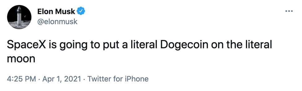 Otro tweet de Elon Musk sobre Dogecoin