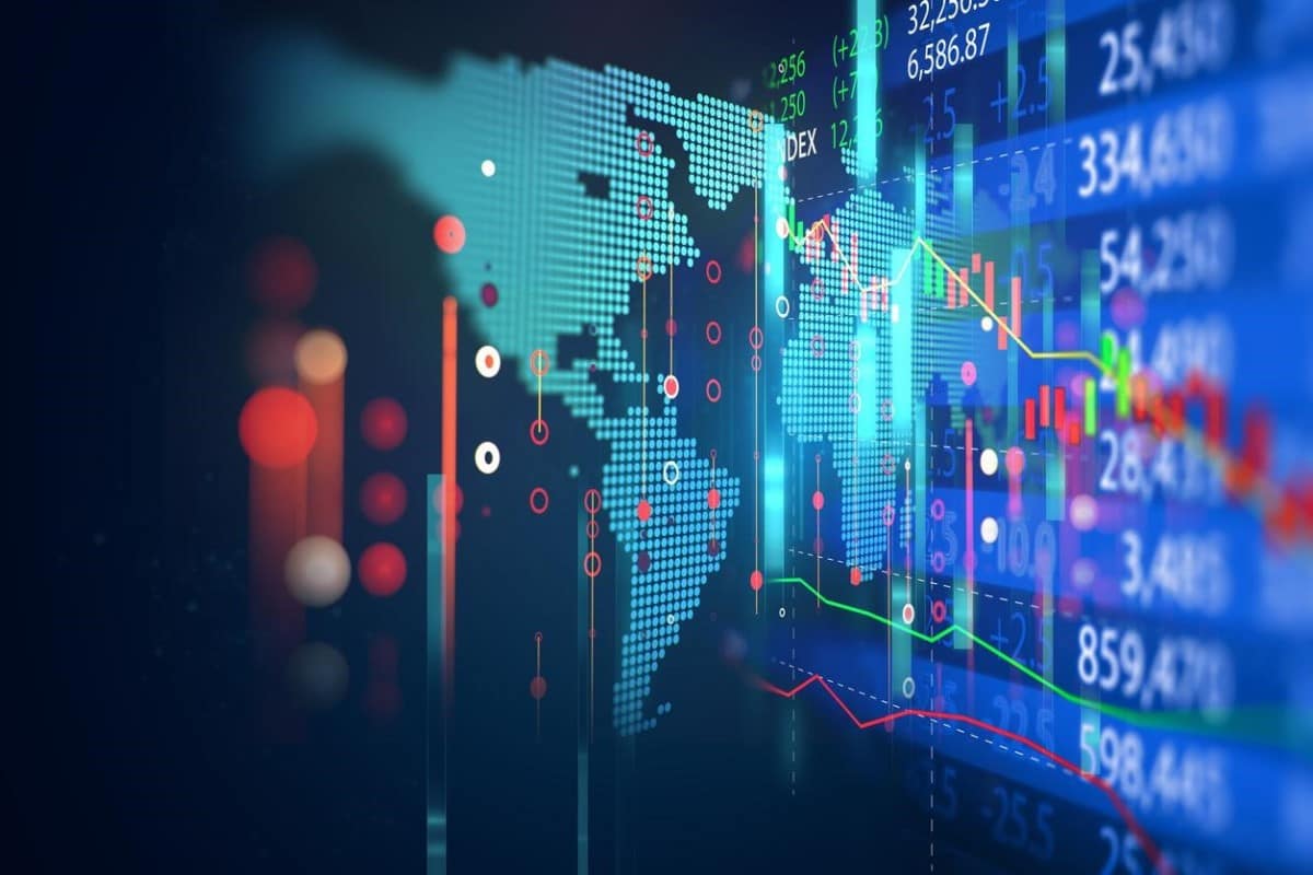 Gráfico de inversión en la bolsa de valores, uno de los mercados financieros de mayor flujo.