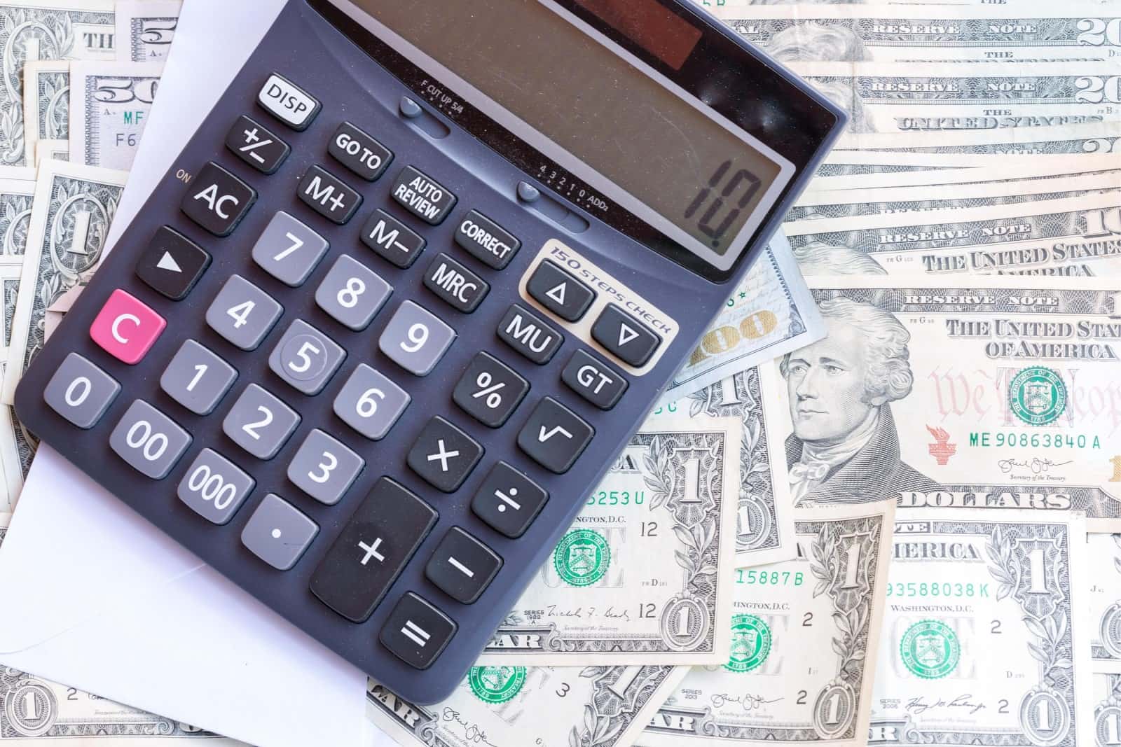 stack banknote calculator concept idea