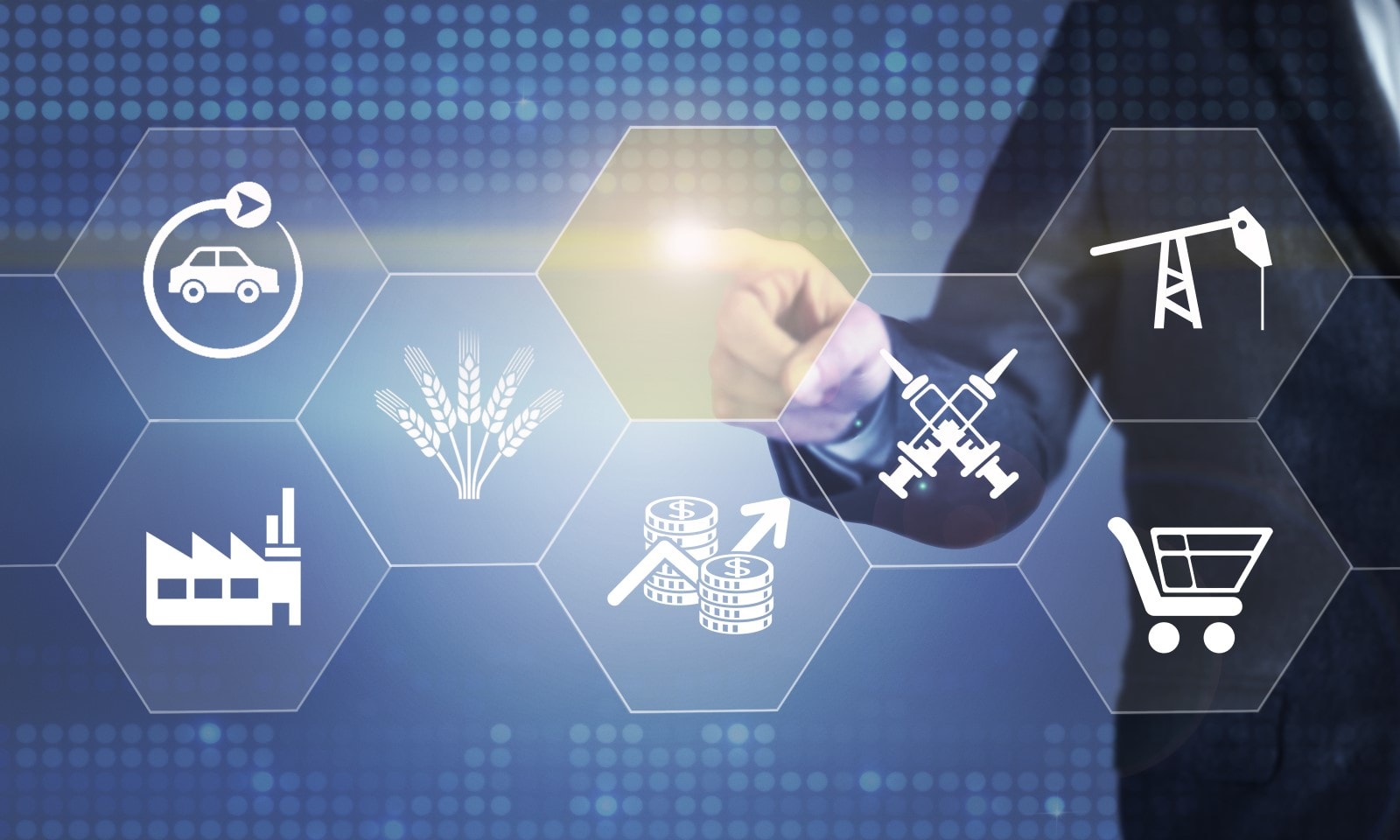 businessman touching screen about sectoral concept